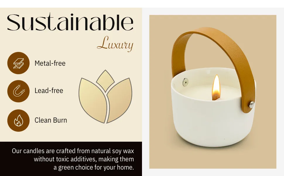 Four James & CO Luxurious Eco-Friendly Soy Wax 6oz Candle with Exquisite Ceramic Artistry (Sea Salt & Sage) SeaSalt & Sage - Four James & CO Luxurious