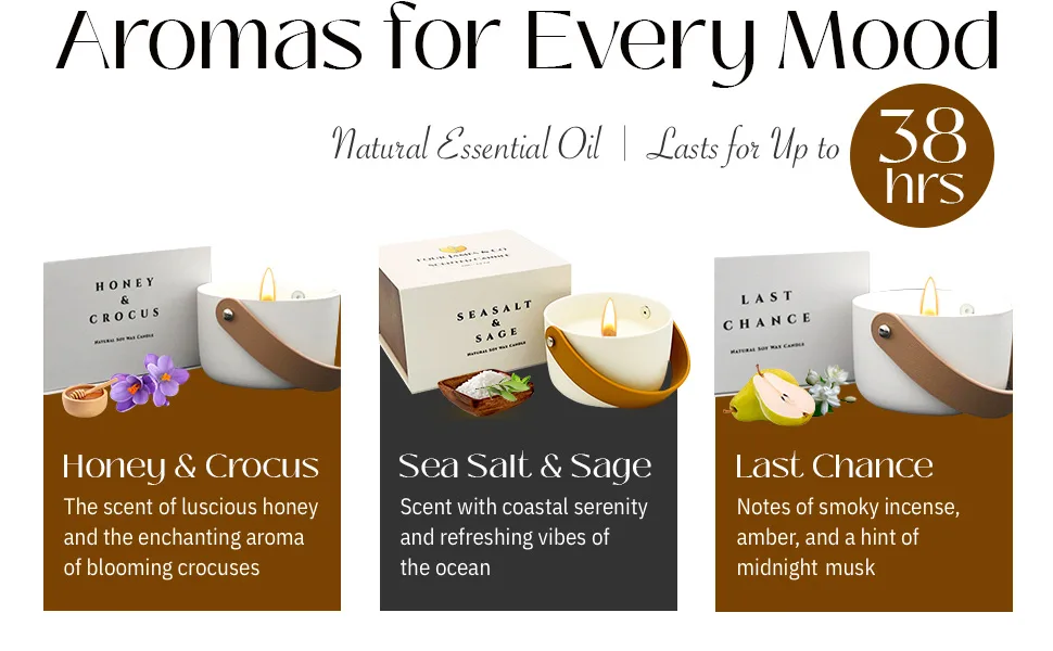 Four James & CO Luxurious Eco-Friendly Soy Wax 6oz Candle with Exquisite Ceramic Artistry (Sea Salt & Sage) SeaSalt & Sage - Four James & CO Luxurious