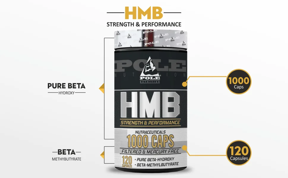 HMB Strength and Performance | Pure Beta-Hydroxy for Heart Health Support Essential for Strength and Performance | 120 Capsules 120 Servings - Pole Nutrition HMB