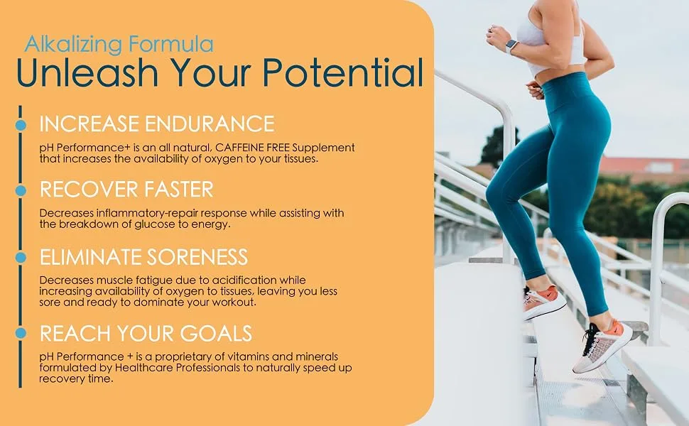 pHAlo pH Performance Plus - Pre Workout Endurance with Post Workout Recovery Decrease Muscle Fatigue and Caffeine Free - ph performance alkalizing formula for endurance, recovery, soreness