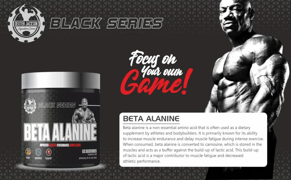 Dexter Jackson Black Series Beta Alanine Powder | Enhance Endurance and Performance | Premium Amino Acid Supplement for Athletes | 63 Servings 250G - Dexter Jackson Black