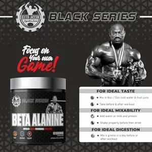 Dexter Jackson Black Series Beta Alanine Powder | Enhance Endurance and Performance | Premium Amino Acid Supplement for Athletes | 63 Servings 250G - Dexter Jackson Black
