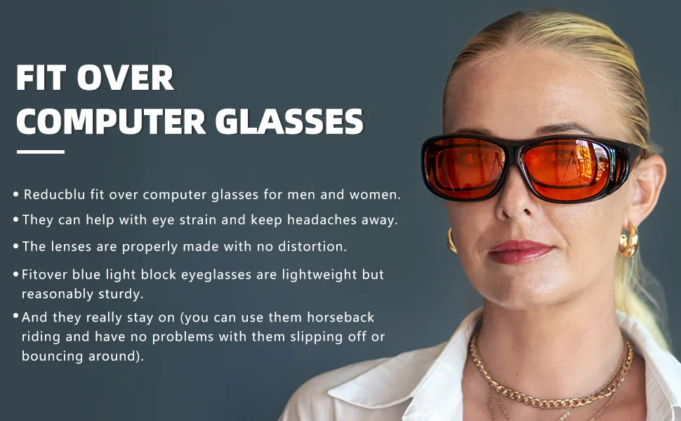 Blue Light Blocking Glasses for Men and Women - Tortoise Frame +0.00 Tortoise Frame-100% Blue Light Filter-xm1806 - Reducblu Fit Over Blue Light Blocking Glasses for Women and Men