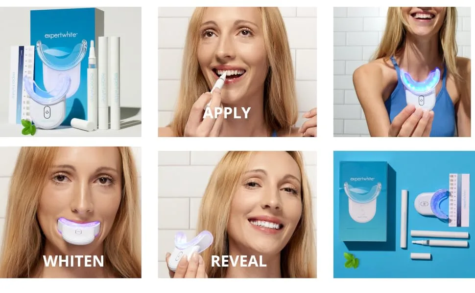Advanced Next Gen Expertwhite InstaGlo Teeth Whitening Kit with Pens Sensitive Teeth Wireless Waterproof Rechargeable LED Light Mouth Tray Carbamide Peroxide Gel Fast Stain Removal White Teeth Fast - expertwhite teeth whitening kit for a smile direct to you teeth whitener pen