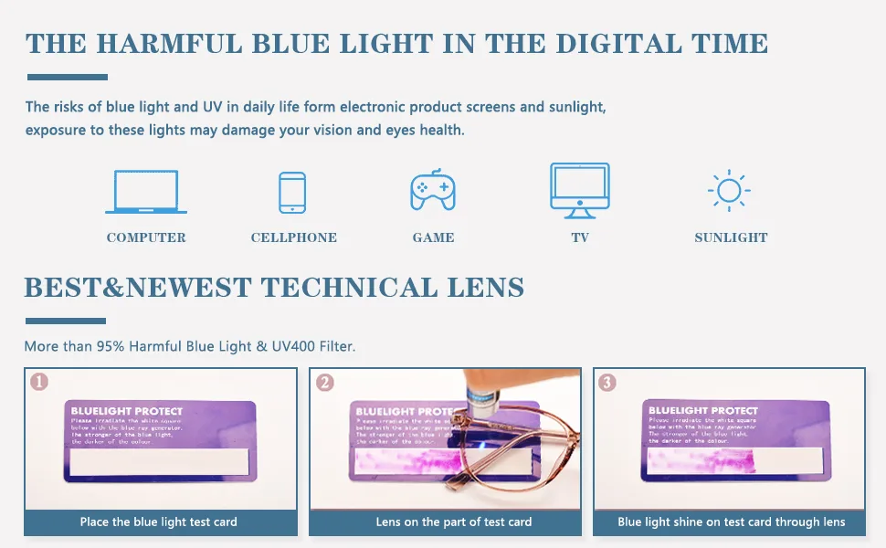 Blue Light Blocking Glasses for Women/Men Computer Blue Light Square TR Frame Trendy Eyeglasses Black - product information 3