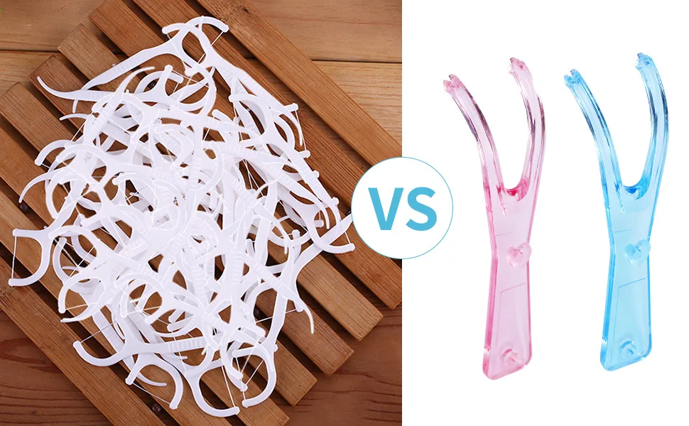 Dental Floss Holders Dental Flosser Built-in Spool Flat Wire Dental Floss Replacement Racks (Pink + Blue) - product information 7