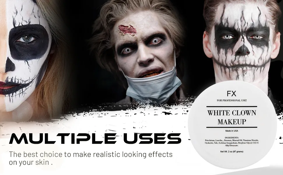 White Clown Face Paint Makeup - 2oz - clown white makeup