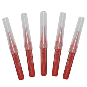Premium Quality Interdental Brushes for Interproximal Cleaning Professional Interdental Cleaners Tight Teeth Pkg of 100 ProxyBrush by Vivid (X-Small 0.5mm Red) - braces brush