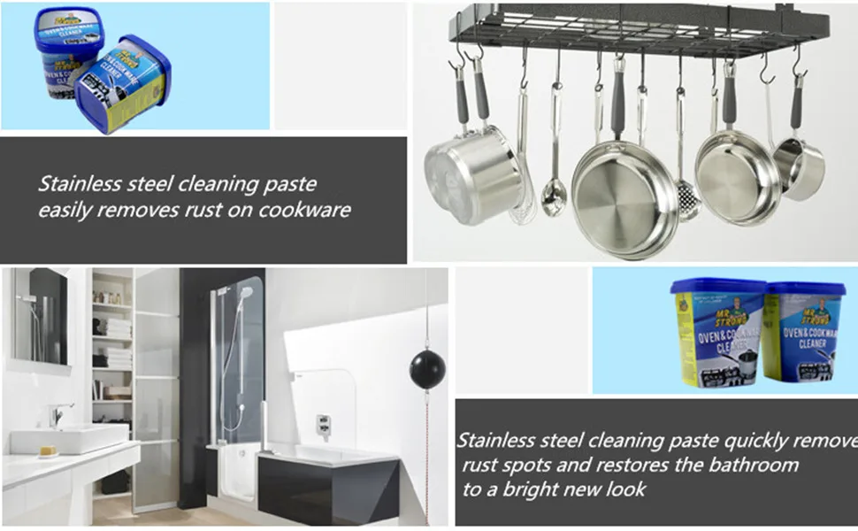 Oven & Cookware Stainless Steel Cleaning Paste Remove Stains from Pots Pans Multi-Purpose Cleaner & Polish Household Universal Cleaning Paste for Removing Rust - House Kitchen Cleaning