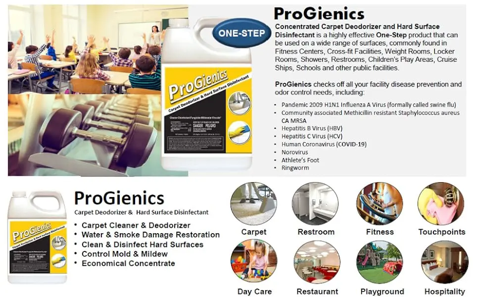 ProGienics Carpet Deodorizer and Hard Surface Disinfectant - Deodorizer Carpet Progienics