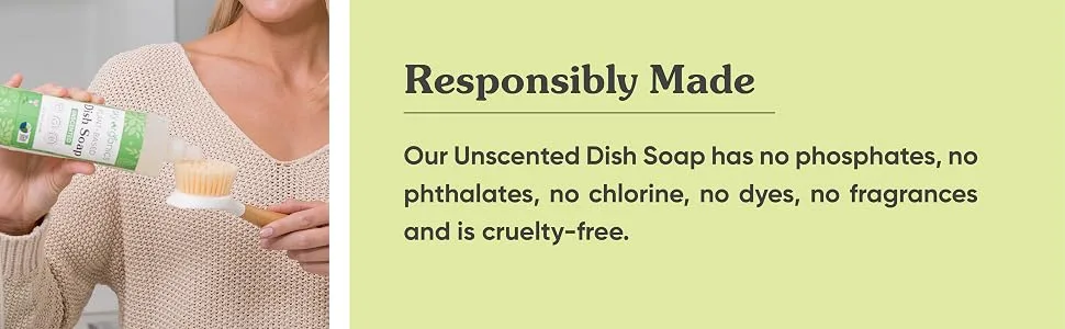 Sky Organics Plant-Based Unscented Dish Soap USDA Bio-Based Non-Toxic Biodegradable Formula for Household Cleaning 16 fl. Oz - no fragrances no dyes on plates and glasses for clean dishes easy scrubs dirt stains