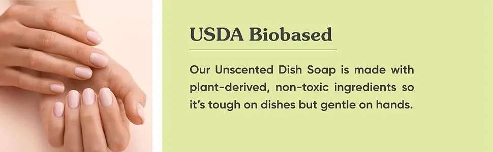 Sky Organics Plant-Based Unscented Dish Soap USDA Bio-Based Non-Toxic Biodegradable Formula for Household Cleaning 16 fl. Oz - plant made ingredients skin and cleaning around the house clean home