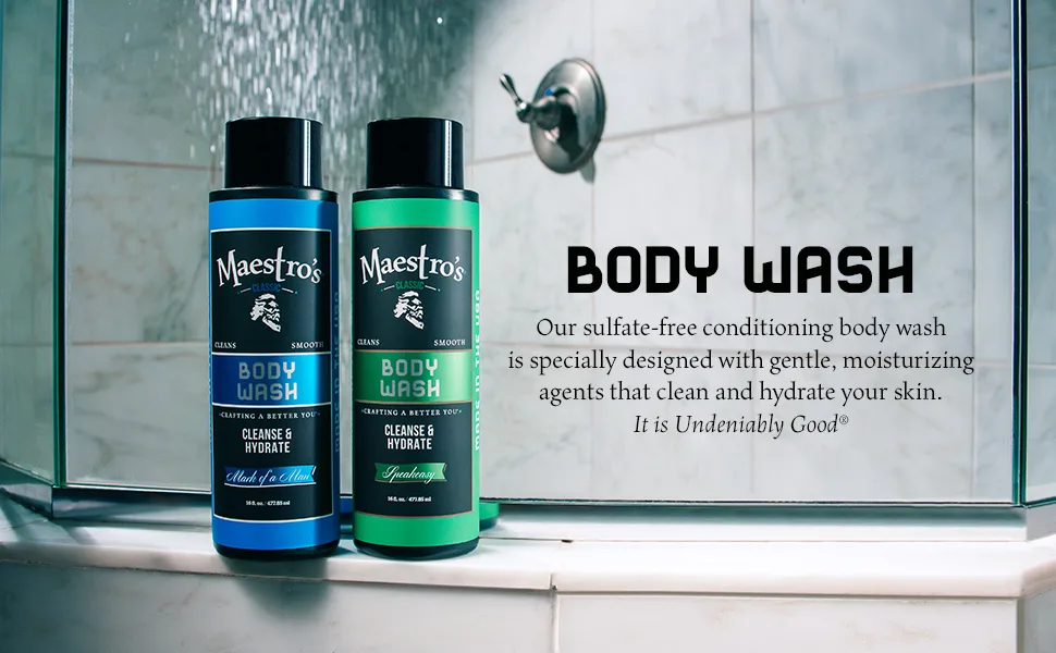 Maestro's Classic BODY WASH - Conditioning Body Wash Cleans and Hydrates Speakeasy Blend 16 Ounce - Maestro