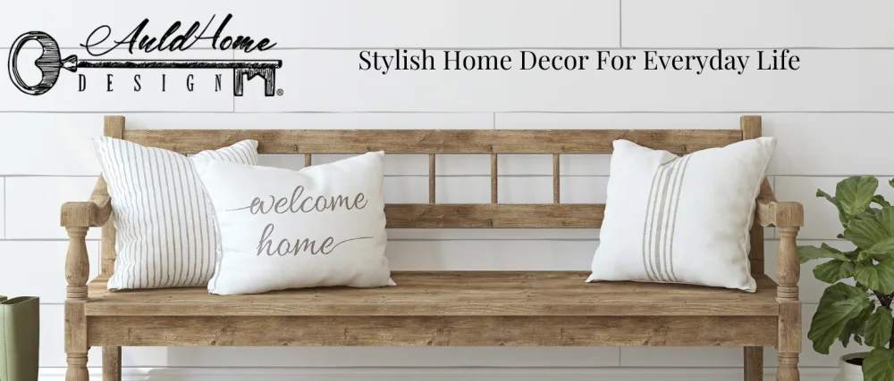 AuldHome Enamelware Lint Holder Bin (Black) Modern Farmhouse Laundry Room Decor - Auldhome logo and slogan over farmhouse