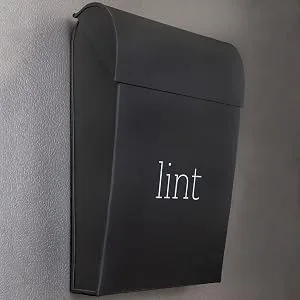 AuldHome Enamelware Lint Holder Bin (Black) Modern Farmhouse Laundry Room Decor - lint