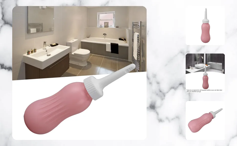 Enema Bulb 500ml Powerful Jet Portable Ergonomic Bidet Handheld Sprayer for Travel (Peach ) - Bulb 500ml Powerful Jet Portable Ergonomic Bidet Handheld Sprayer for Travel