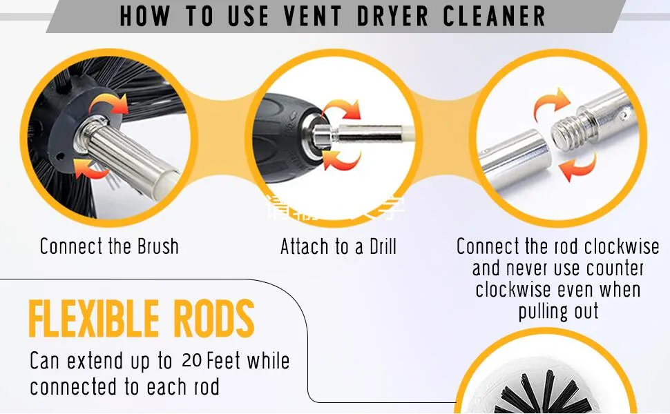 20-Feet Dryer Vent Cleaner Kit with Drill Attachment and A Collection Bag - How to use it