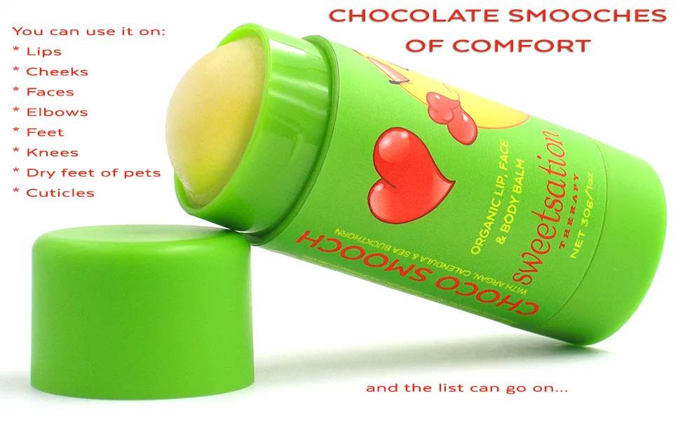 Choco*Smooch Organic Baby Lip & Face Balm with Argan Calendula and Sea Buckthorn 22.18 ml - Sweetsation Therapy ChocoSmooch Organic Baby Kids Lip & Face Balm helps with dry skin irritation