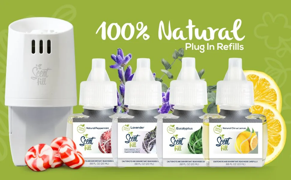 Scent Fill 100% Natural Fresh Peppermint Plug in Refills Air Freshener Scented Oil Refills 3 Refills 100% Natural Peppermint - Scent Fill 100% Natural