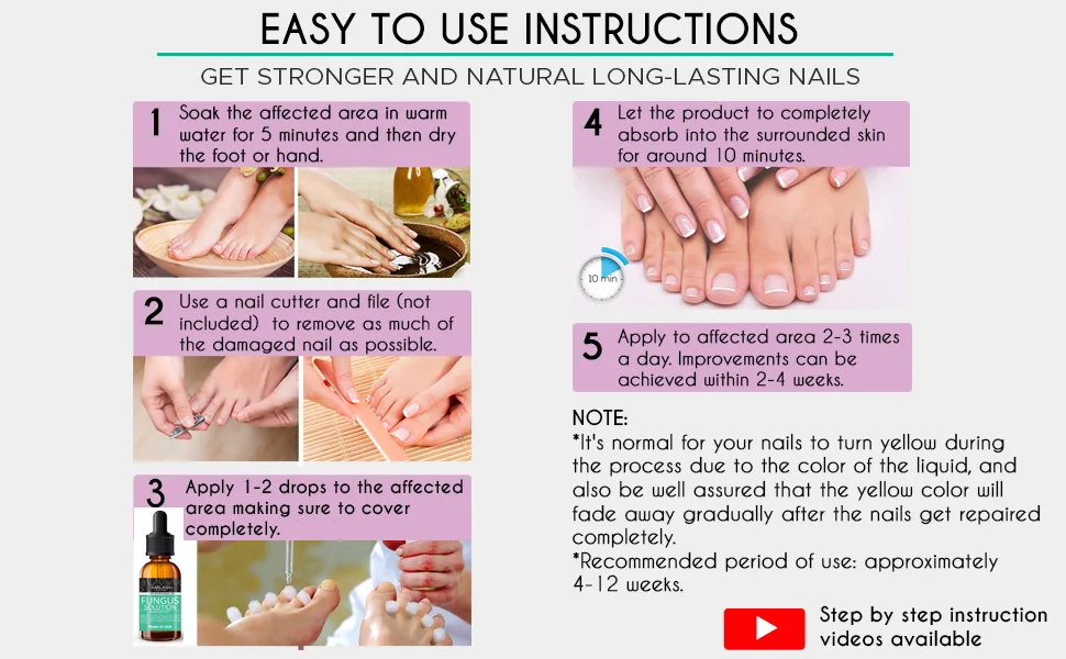 Karlash Finger & Toenail Solution Kit EXTRA STRONG Made in USA Nail Care Nails Toe Nail 0.5 oz - Instructions