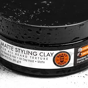 Beard Guyz Matte Styling Clay - Jar of Matte Styling Clay with beads of moisture on the lid.