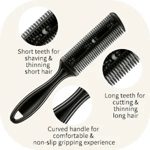 3 Pieces Razor Comb with 10 Pieces Thinning Scissors Double Edge Hair Cutting Tool (Black) - product information 3