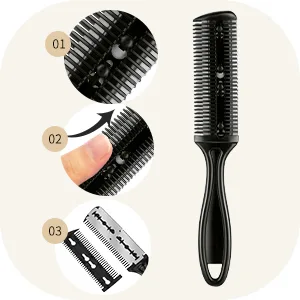 3 Pieces Razor Comb with 10 Pieces Thinning Scissors Double Edge Hair Cutting Tool (Black) - product information 4