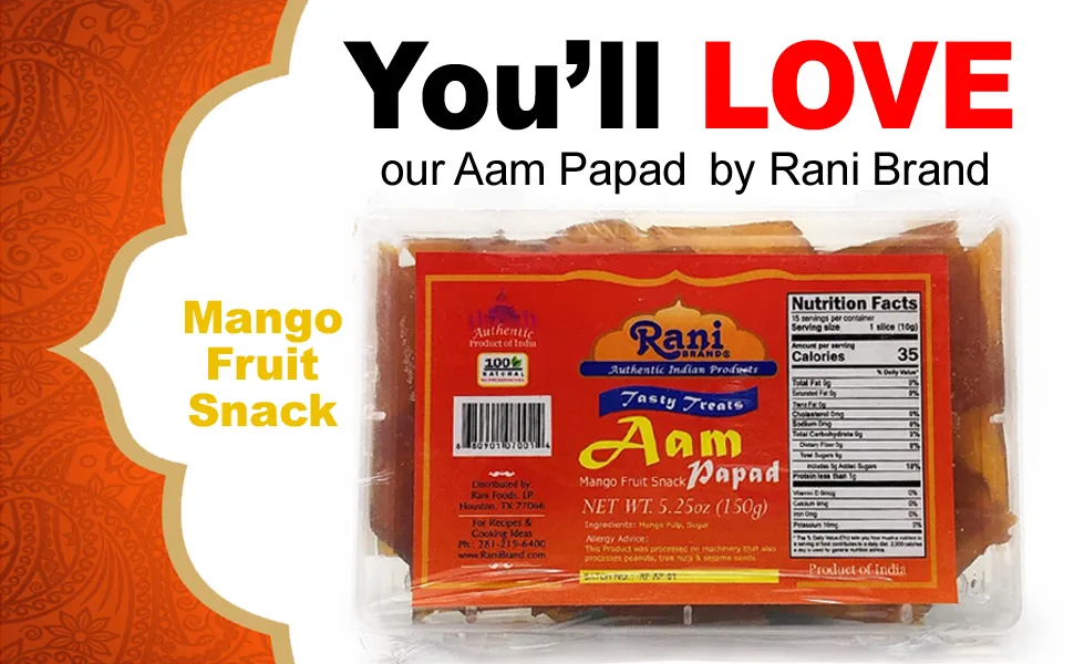 Rani Aam Papad (Mango Fruit Snack) 5.25oz (150g)  All Natural | Vegan | Gluten Friendly | Indian Origin & Taste - product information 1