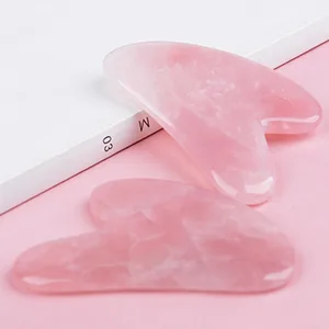 Jade Roller Gua Sha Set Natural Rose Quartz Jade Roller for Face Beauty Facial Roller Massager Tools Face Skin Care Tools-Pink - guasha scraper