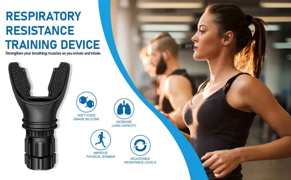Portable Respiratory Trainer-Exercise Device. Respiratory Muscle Training |Improve Breathing Capacity | Easy to Clean| Adjustable Resistance Adjustable to Different Fitness Needs black - Breathing Trainers