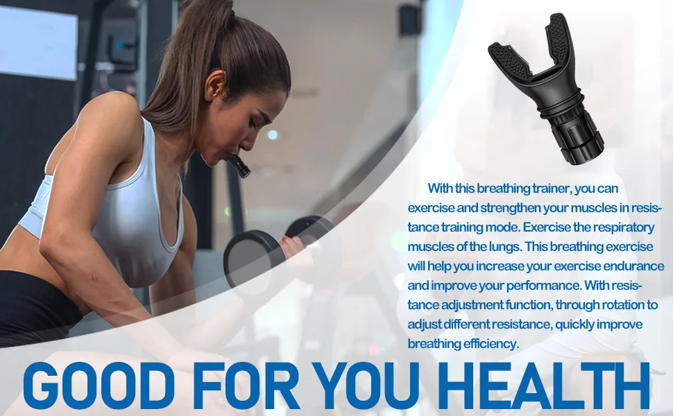 Portable Respiratory Trainer-Exercise Device. Respiratory Muscle Training |Improve Breathing Capacity | Easy to Clean| Adjustable Resistance Adjustable to Different Fitness Needs black - Breathing Trainers
