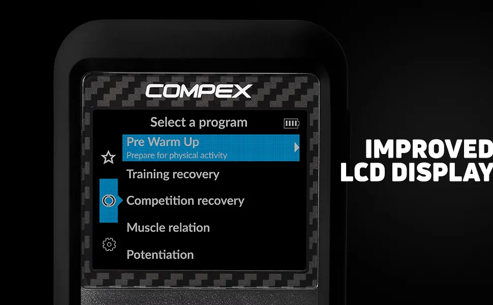 Compex Sport Elite 3.0 Muscle Stimulator with TENS Kit 10 Programs Helps facilitate and Improve Muscle Performance Black - Improved LCD Display