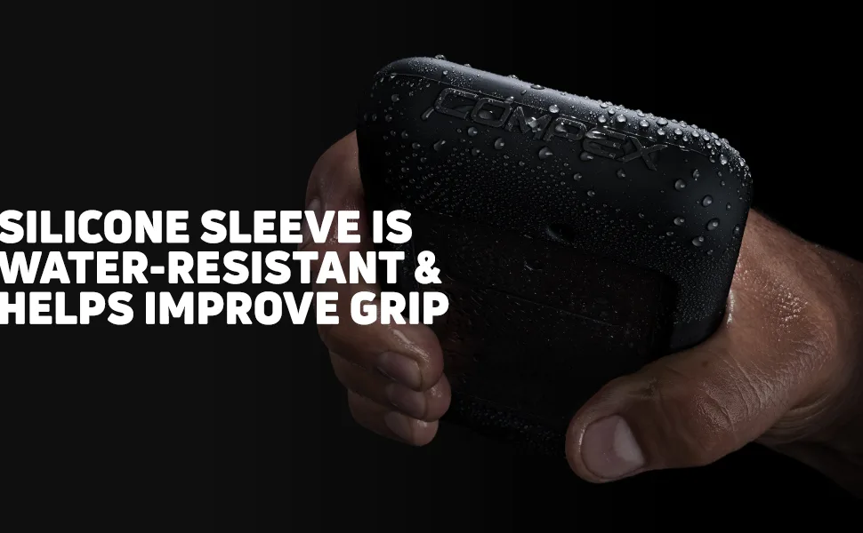 Compex Sport Elite 3.0 Muscle Stimulator with TENS Kit 10 Programs Helps facilitate and Improve Muscle Performance Black - Silicone sleeve is water-resistant and helps improve grip