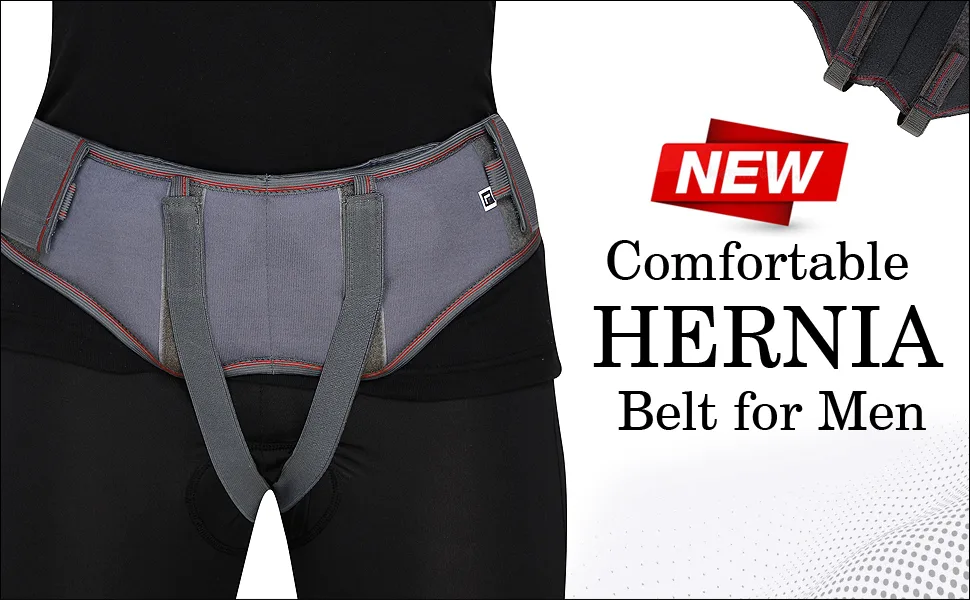 HealthAndYoga EasyPress New Comfortable Hernia Belt for Men Inguinal Hernia Support Truss - Abdominal Binder Brace with Adjustable Self-Stick-on Bands (Medium) - slide1
