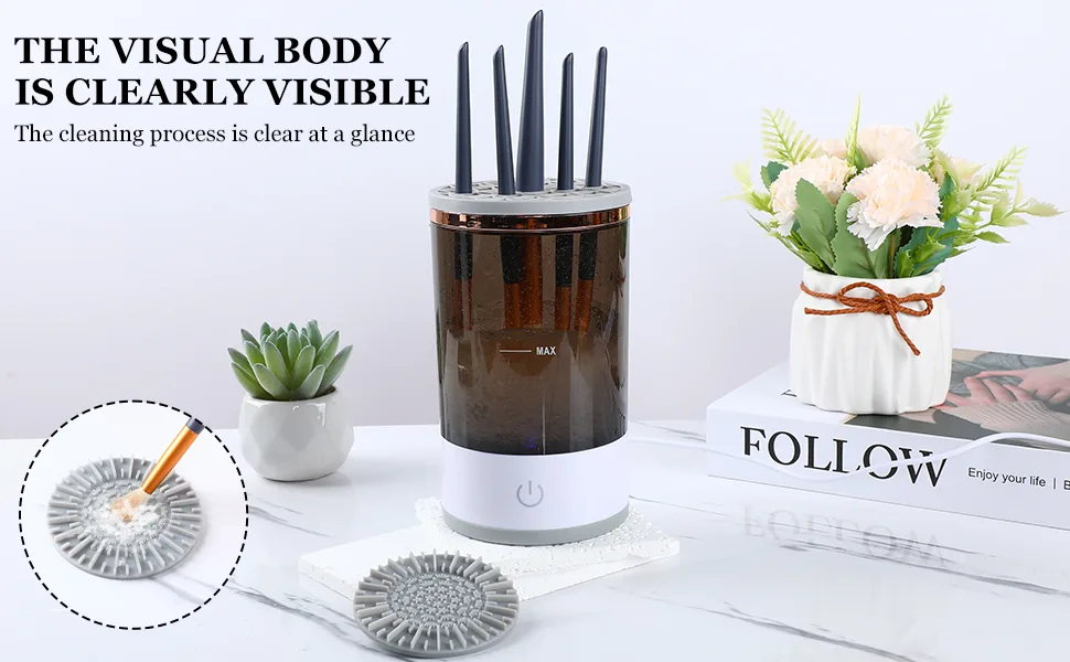 Cosmetic Brush Cleaner Brushly Pro Makeup Brush Cleaner Electric Makeup Brush Cleaner Automatic Spinning Makeup Brush Cleaner For For All Size Makeup Brus (1 Set USB cable with socket) - product information 2