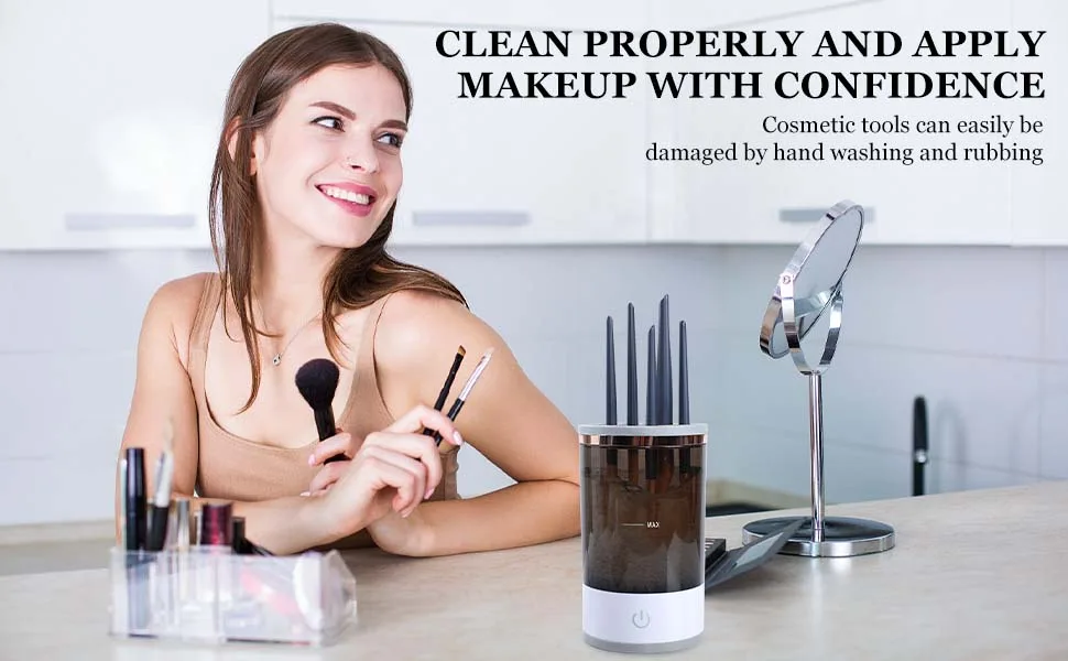 Cosmetic Brush Cleaner Brushly Pro Makeup Brush Cleaner Electric Makeup Brush Cleaner Automatic Spinning Makeup Brush Cleaner For For All Size Makeup Brus (1 Set USB cable with socket) - product information 4