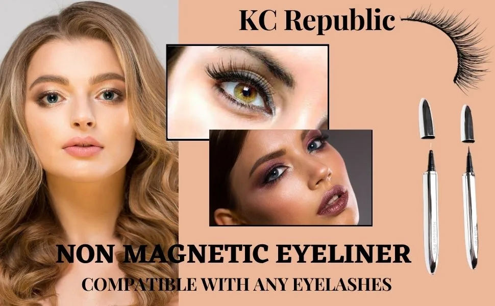 Eyelash Eyeliner Glue Pen and Glue Remover Pen - No Glue Needed - Compatible with Any Eyelashes - Non Magnetic - Eyelash Eyeliner
