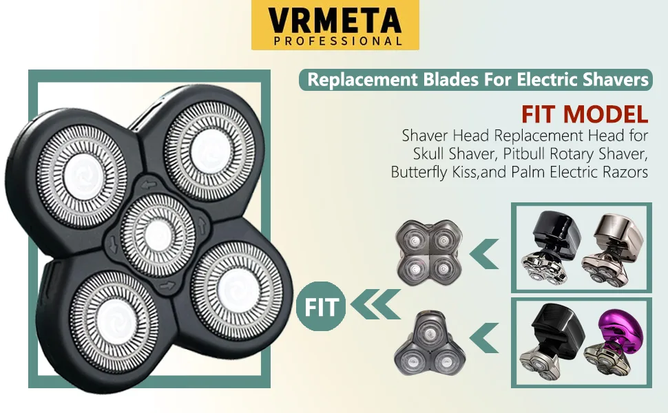 Shaver Head Replacement Head for Skull Shaver Pitbull Rotary Shaver Butterfly Kiss and Palm Electric Razors - Shaver Head Replacement Head for Skull Shaver, Pitbull Rotary Shaver, Butterfly Kiss, and Palm