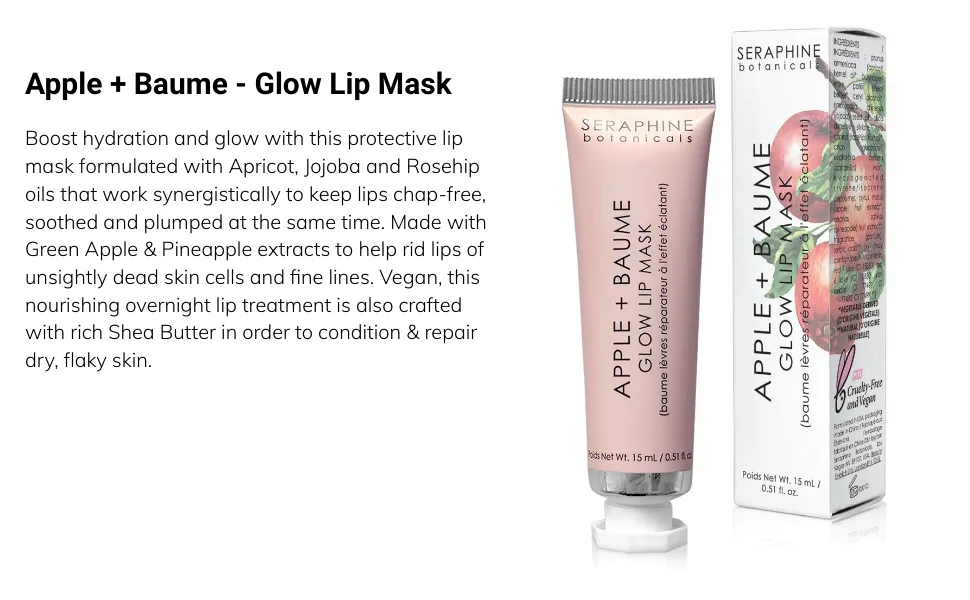 Seraphine Botanicals Apple + Baume - Glow Lip Mask for Intense Hydration 0.51 fl oz - product information 3