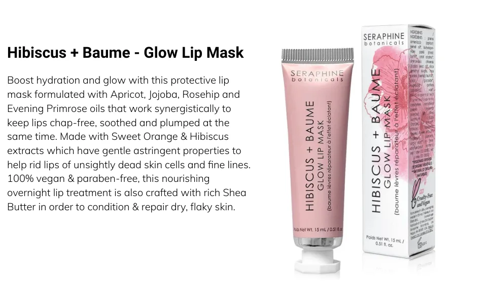 Botanical Seraphine Botanicals Hibiscus + Baume Glow Lip Mask 15mL - product information 3