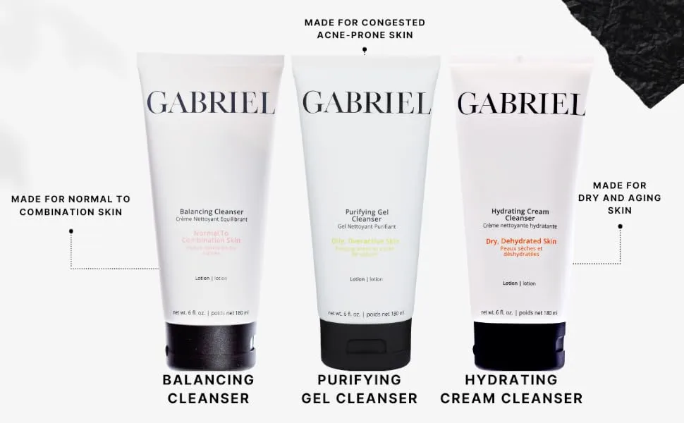 Gabriel Balancing Moisturizer (Normal to Combination Skin) Organic All-Natural Paraben Free 2 fl Oz. - 3 Cleansers: Find the Perfect One for you