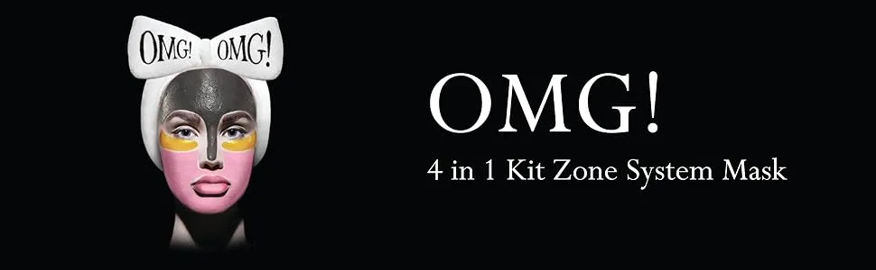 double dare OMG! 4in1 Kit Zone System Mask - Rejuvenating and Refreshing with 24k Gold Charcoal and Kaolin Clay (1 Sheet) - 4 in 1 kit zone system mask