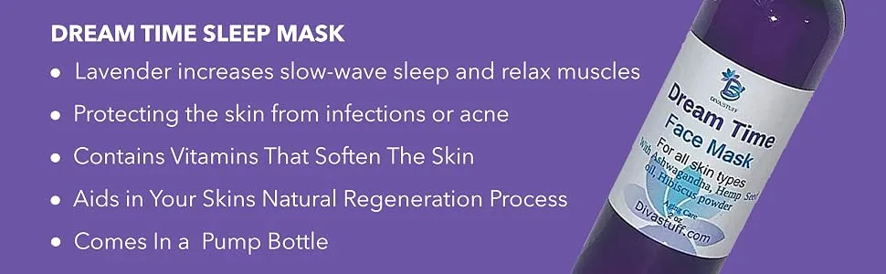Dream Time Sleep Mask Overnight Mask For All Skin Types With Lavender Ashwagandha Hibiscus and Vitamin C By Diva Stuff  - top-banner