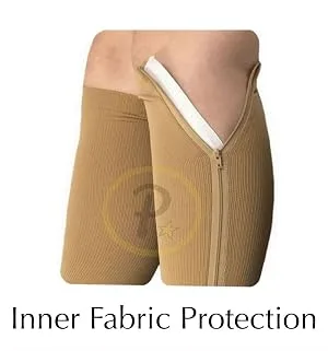 NEW Open Toe Knee Length Zipper Up Compression Hosiery Calf Leg Support Stocking Beige L/XL - product information 4
