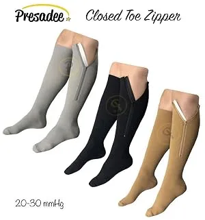 NEW Open Toe Knee Length Zipper Up Compression Hosiery Calf Leg Support Stocking Beige L/XL - product information 7