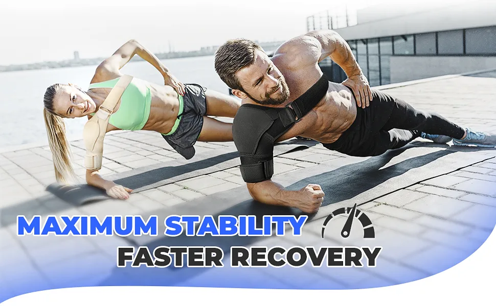 Shoulder Brace for Men Both Left and Right Arm | Pain Relief Torn Rotator Cuff Compression Support Sleeve Dislocation Stability Immobilizer Stabilizer Bursitis Injury (Black Medium) Medium Black - Faster Recovery