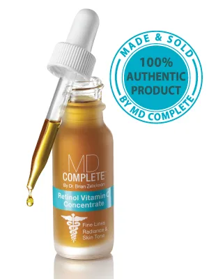 MD Complete Retinol Vitamin C Concentrate Serum | Anti-Aging High Potency Vitamin C Serum | with Retinol Vitamins C & E Omega 3-6 & 9 Fruit Seed Extracts 0.5fl oz - 100% Authentic Product