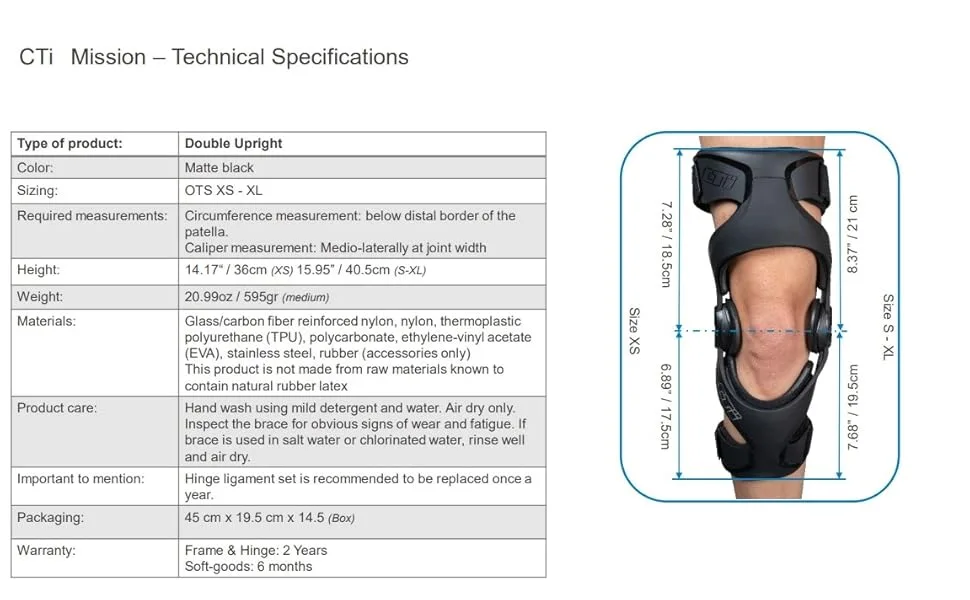 Ossur CTI Mission Knee Brace for ACL MCL LCL PCL or combined instabilities (Left-Medium) - product information 4
