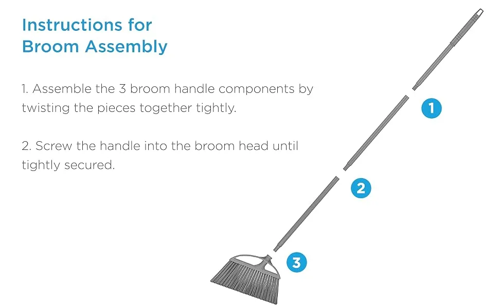 Radley & Stowe Angle Broom & Dustpan Set with Dual-Textured Bristles (Grey) - broom assembly