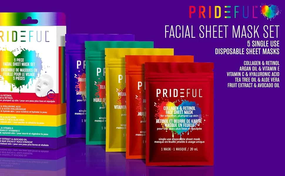 Prideful 5Pc Facial Sheet Mask - facial mask